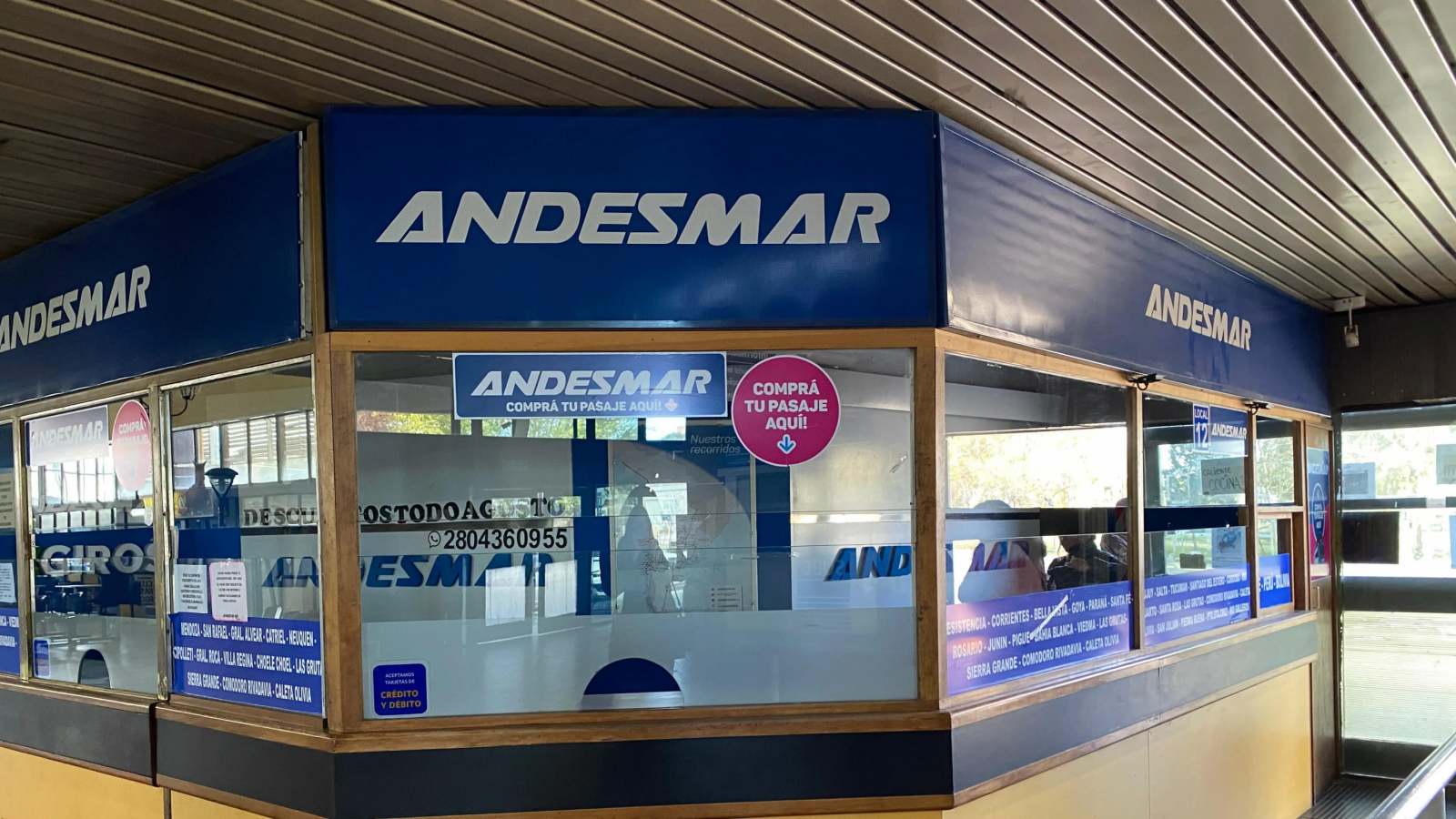 Andesmar cerró la oficina de venta de pasajes en la Terminal