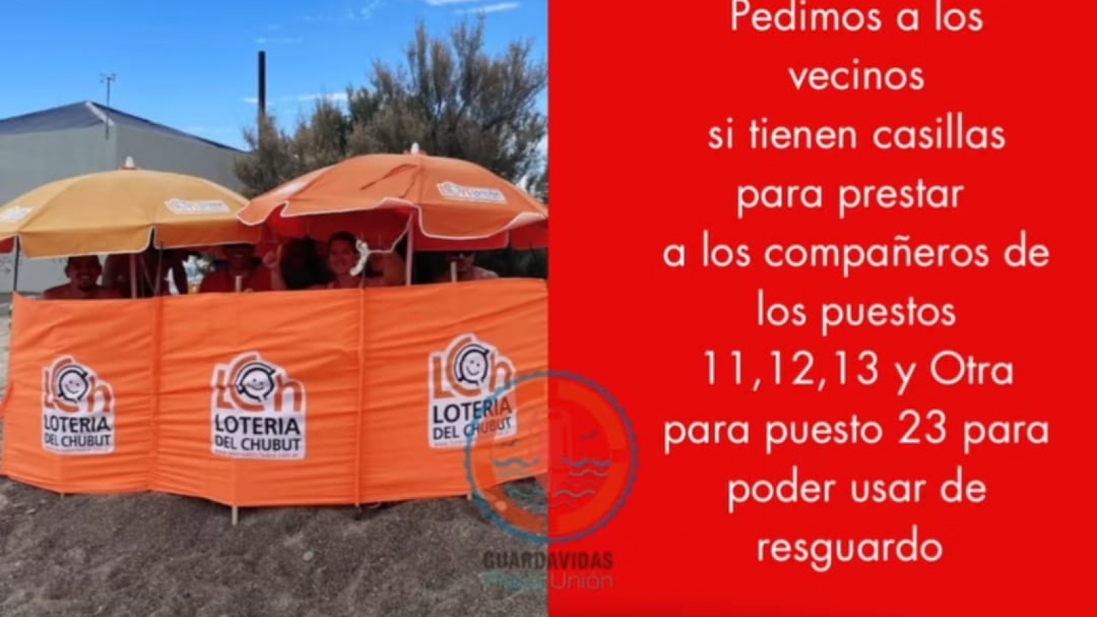 Guardavidas apelan a la solidaridad de los vecinos para recuperar casillas