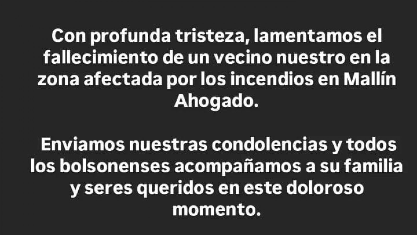 Tragedia en El Bolsón: Falleció un vecino en Mallín Ahogado debido a los incendios