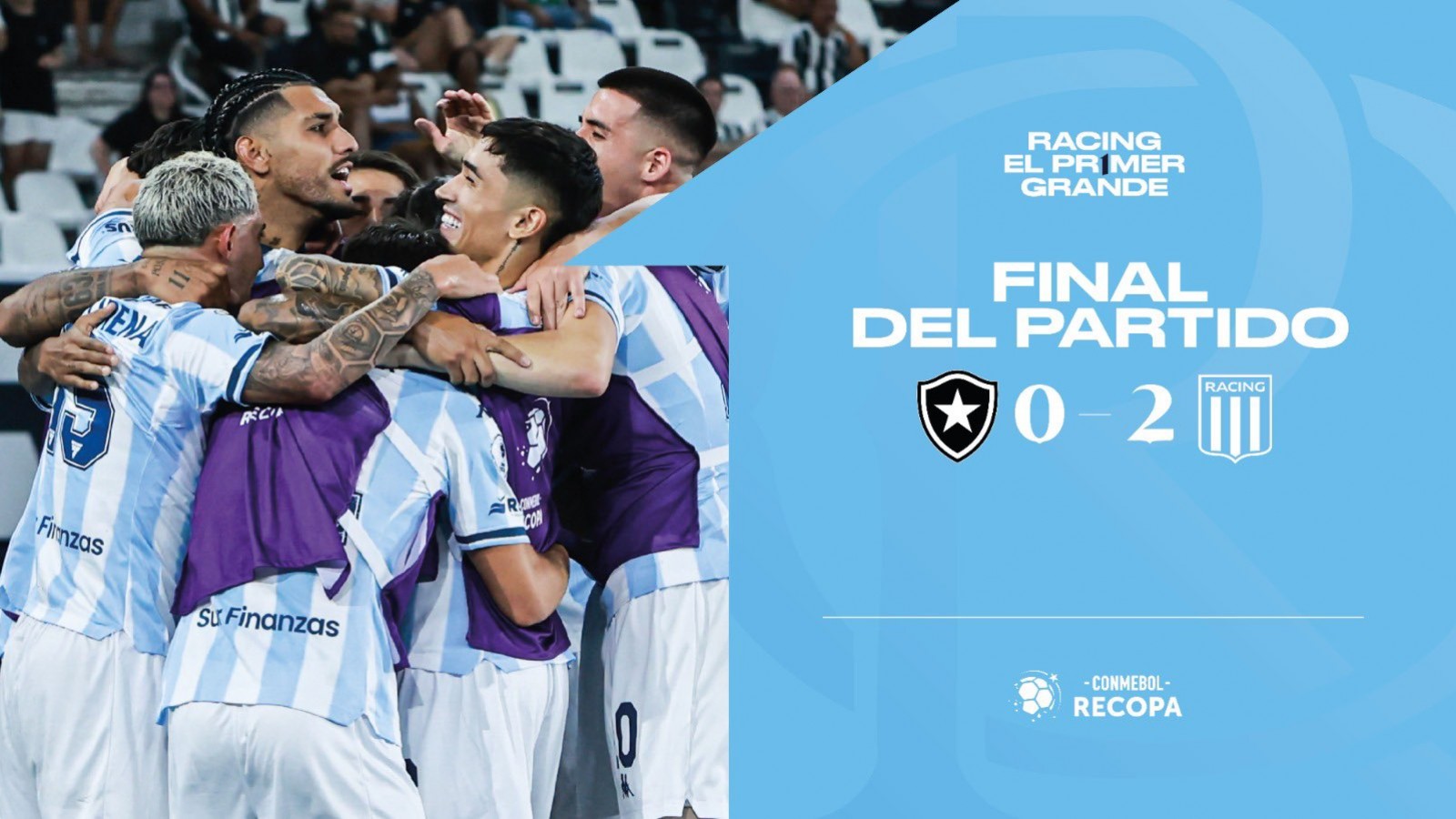 Racing se consagró campeón de la Recopa Sudamericana tras vencer 2-0 a Botafogo en Brasil