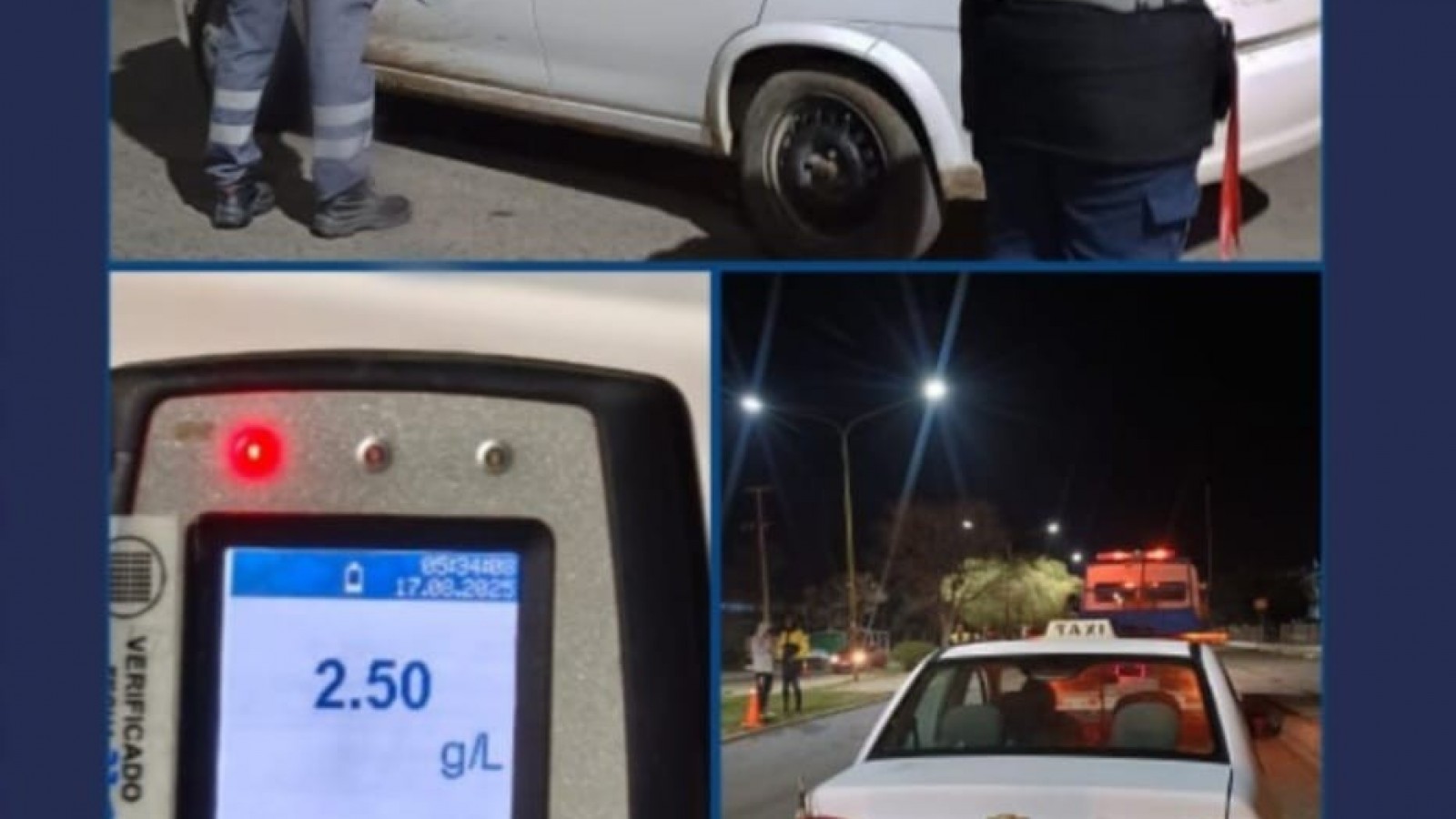 Peligro al volante: taxista circulaba con 2,50 de alcohol, sin papeles y con licencia vencida