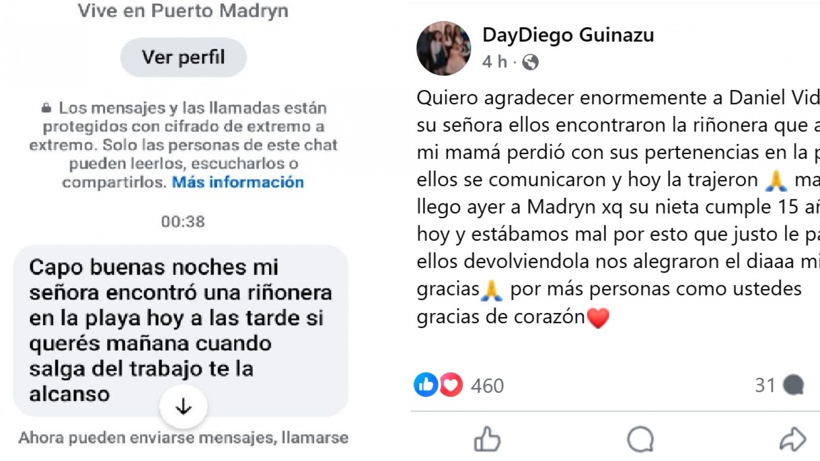 Un gesto que emociona en Madryn: encontraron y devolvieron una riñonera perdida con pertenencias