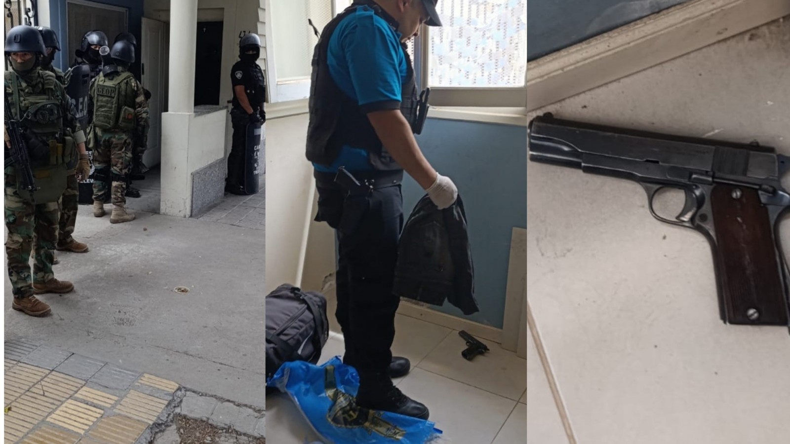 Trelew: Un policía escuchó ruidos sospechosos y descubrió a un hombre manipulando un arma y gatillando "en seco"