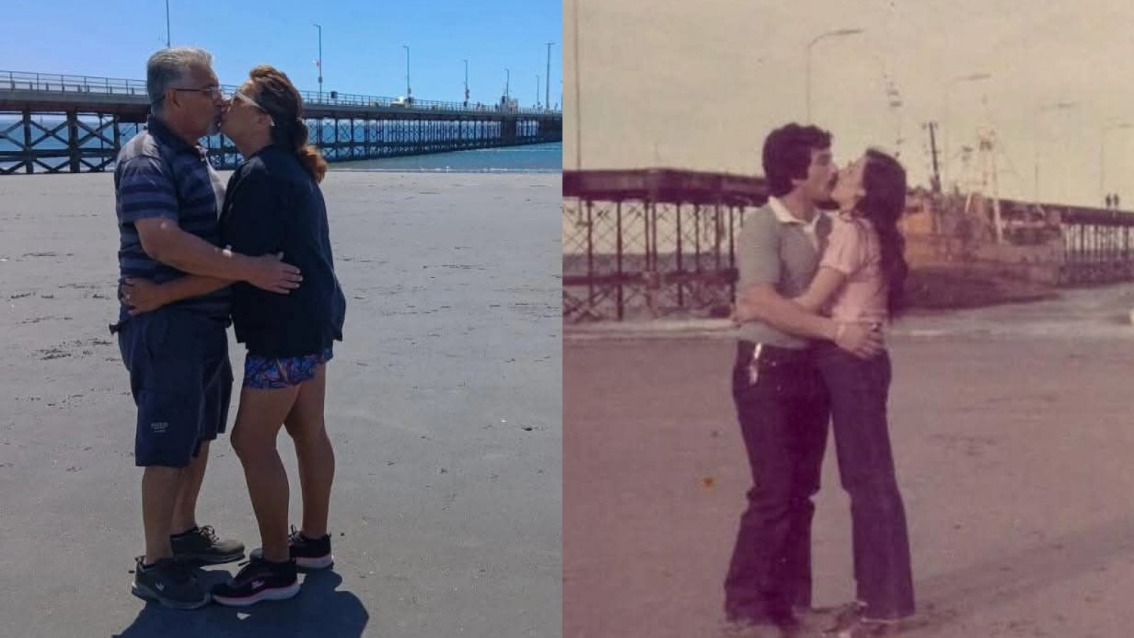 Una foto, dos vidas y 51 años de amor: Omar y María Cristina recrearon su imagen de 1982 en el muelle Piedrabuena