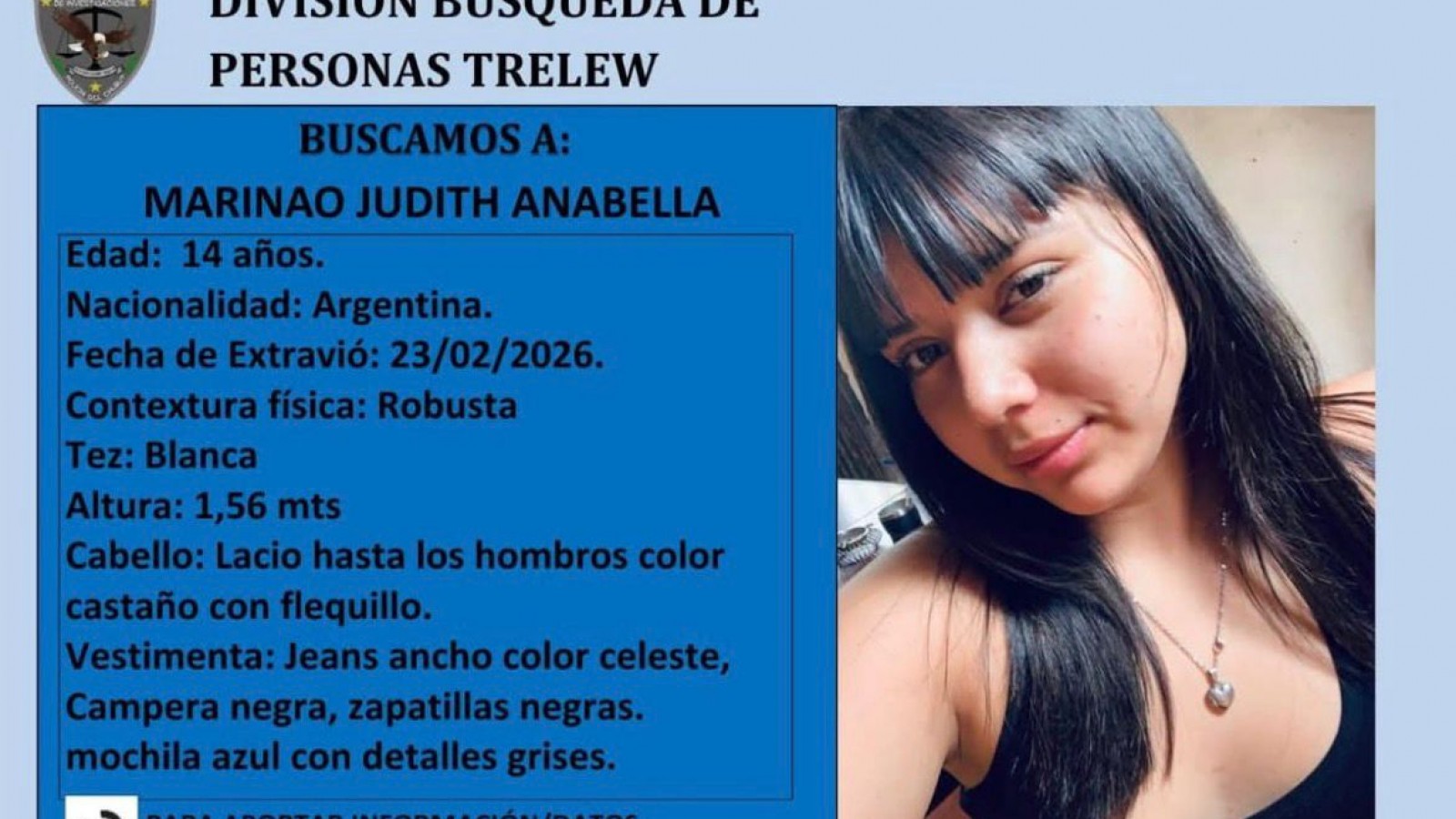 Buscan a una adolescente de 14 a駉s que fue reportada como extraviada