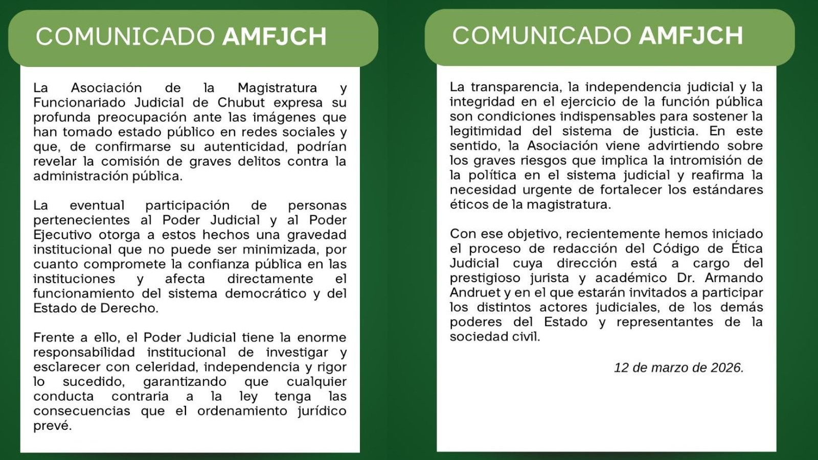 Magistrados de Chubut expresaron preocupación por el video y pidieron una investigación