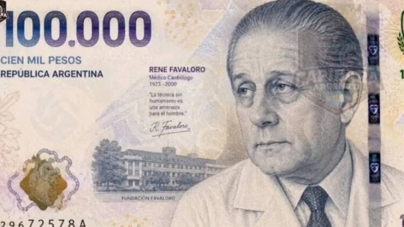 Primero fue Messi y ahora Favaloro: volvió a circular otro falso billete de $100.000