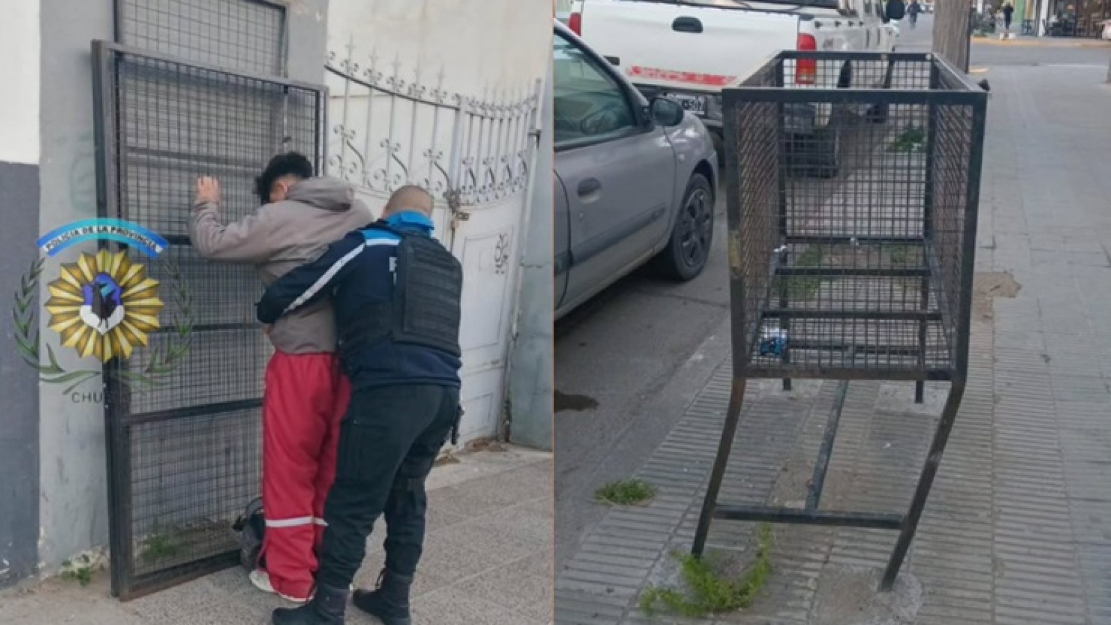 Puerto Madryn: destruyó un cesto de basura a patadas y la Policía lo atrapó a los pocos metros