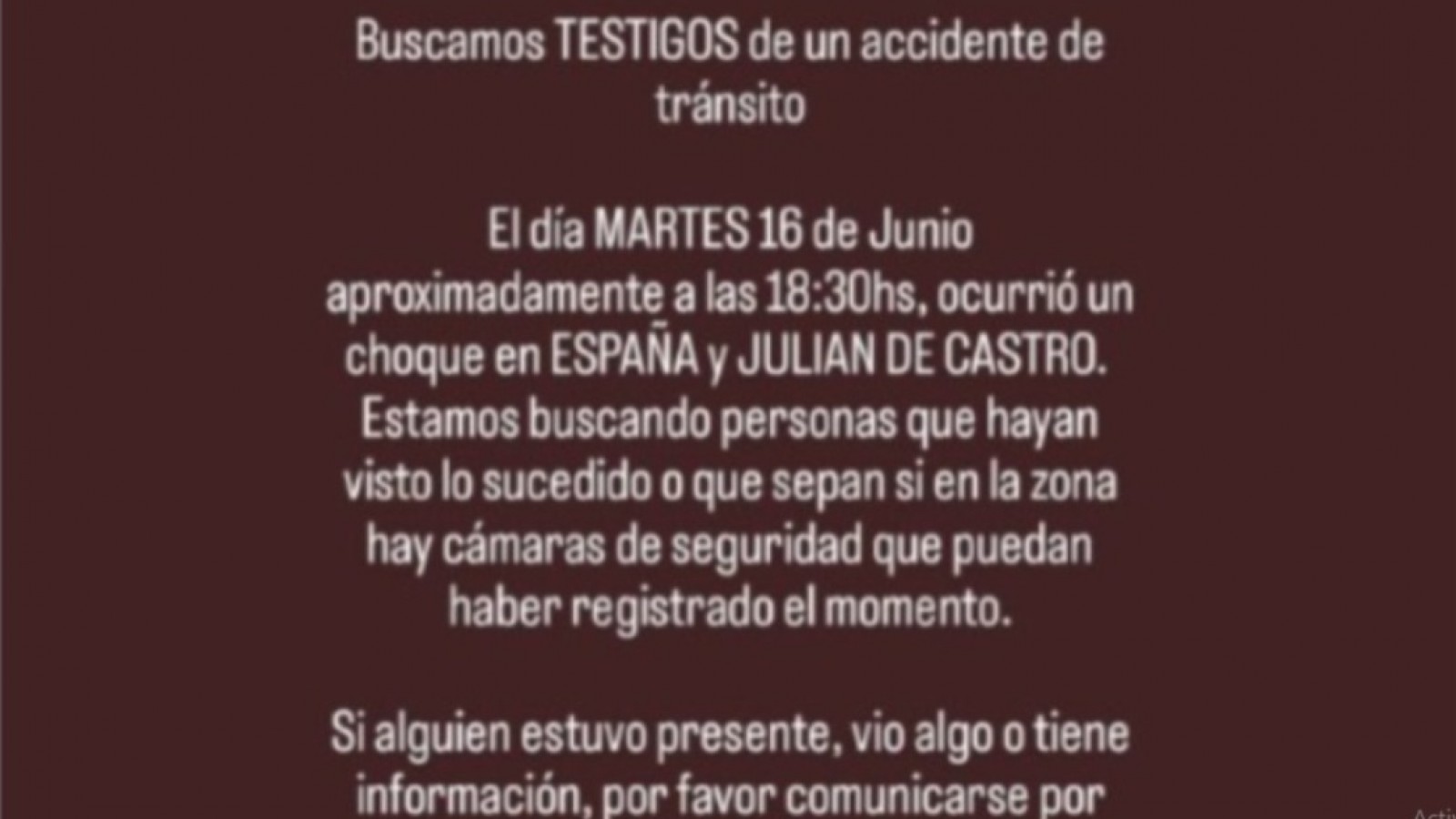 Buscan testigos de un choque ocurrido en una esquina de Puerto Madryn