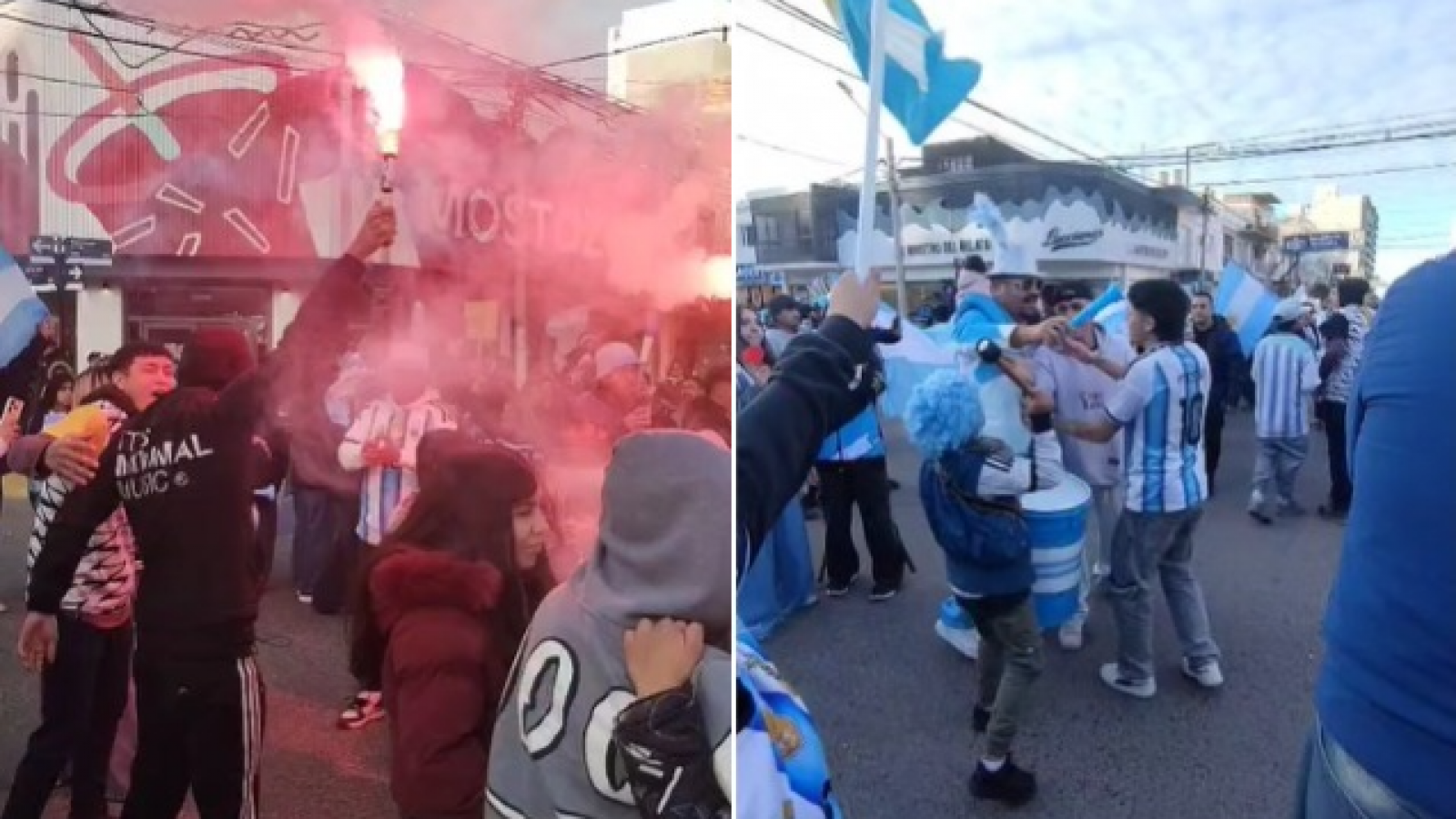 Puerto Madryn salió a las calles para festejar: banderas, bombos y una ciudad teñida de celeste y blanco