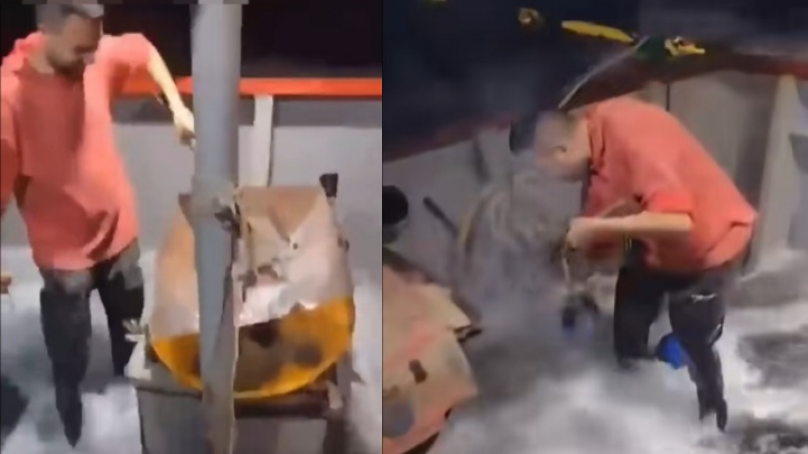 "El mejor asado del mundo": así un grupo de embarcados cocinaban en plena tormenta