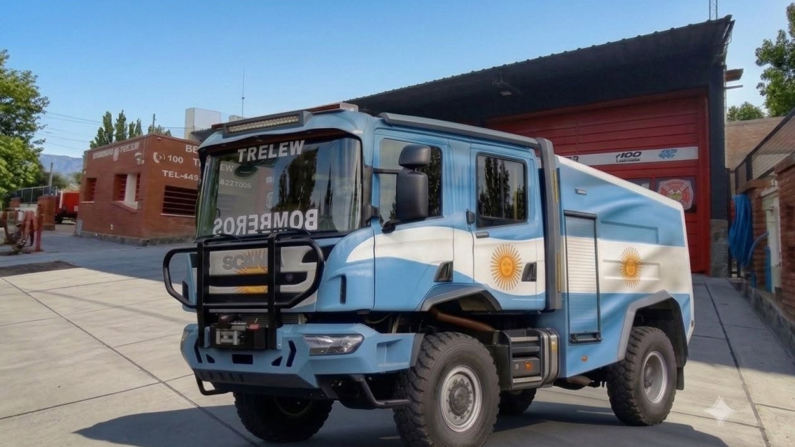 El cuartel se tiñe de celeste y blanco: Bomberos Voluntarios de Trelew envían su apoyo a la Selección y piden festejos responsables