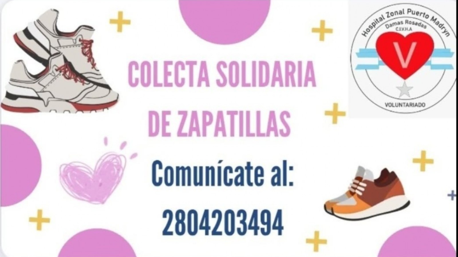 Lanzan una colecta solidaria de zapatillas para pacientes del Hospital Zonal de Puerto Madryn