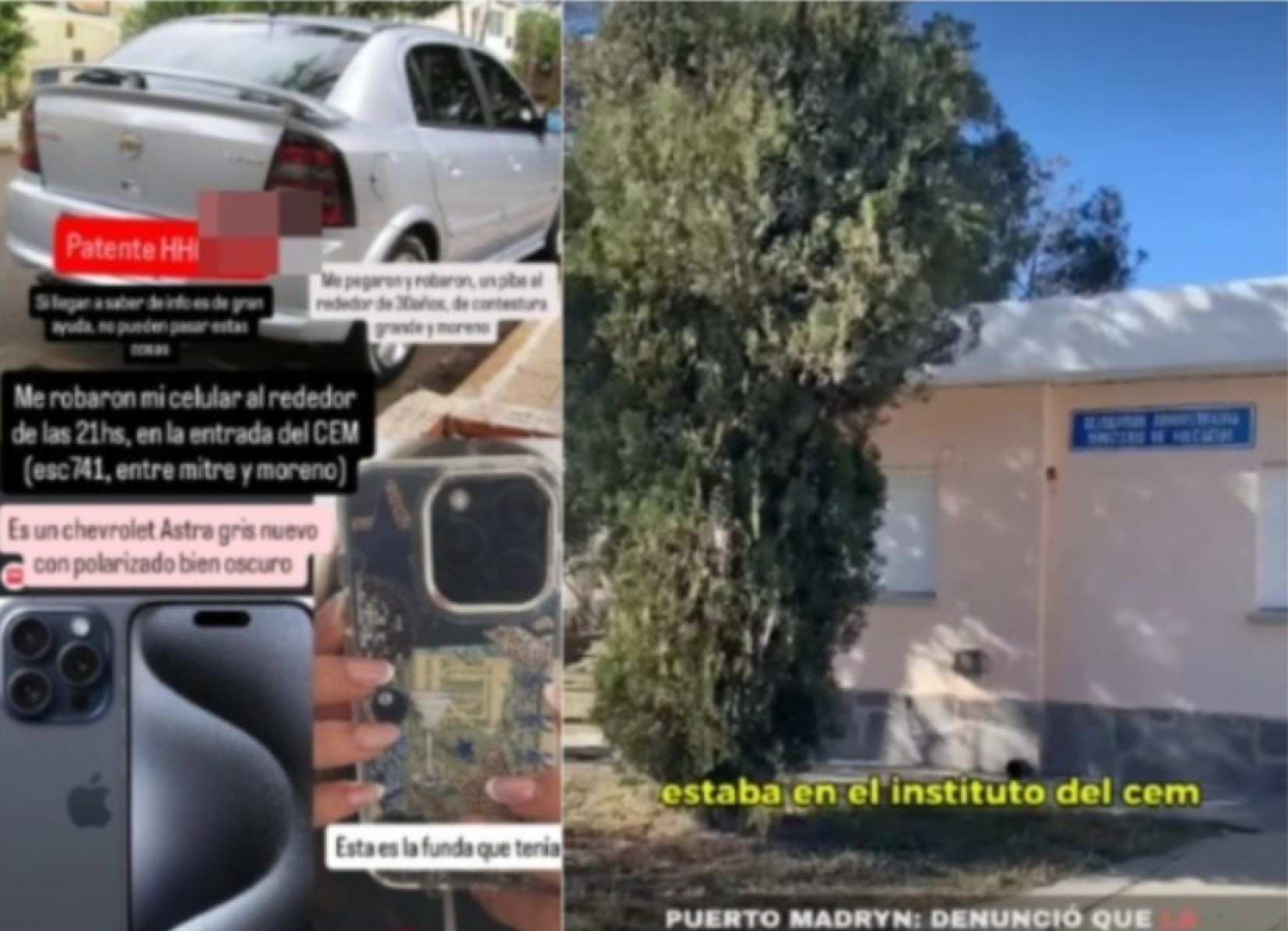 Puerto Madryn: habló la estudiante asaltada frente al CEM y un dato en Facebook dio un giro al caso