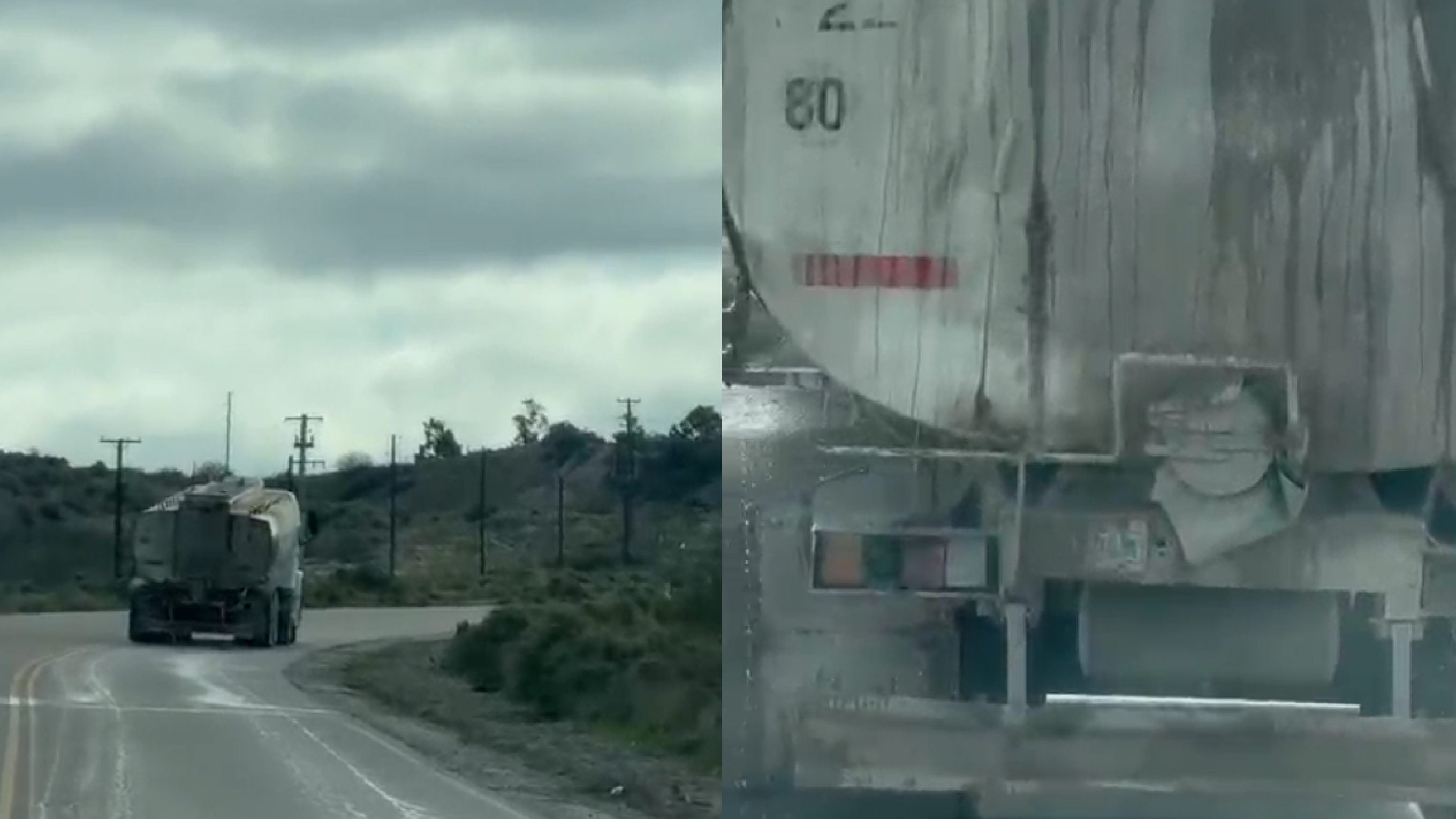 Puerto Madryn: Filmaron a un camión derramando agua de pescado mientras circulaba en plena ruta