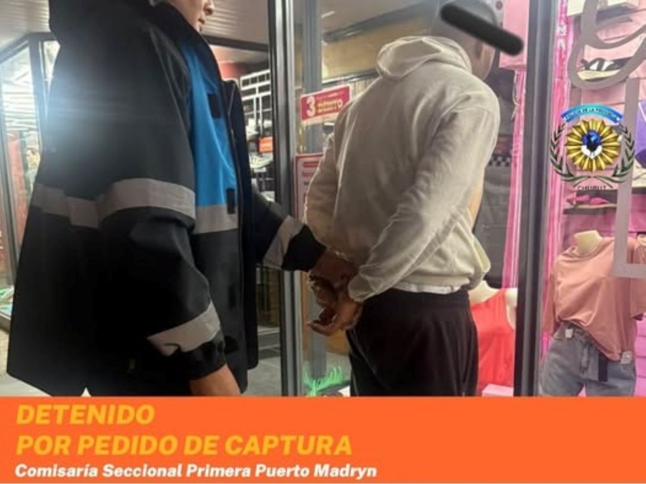 Puerto Madryn: tenía un pedido de captura vigente y fue detenido frente a un local deportivo